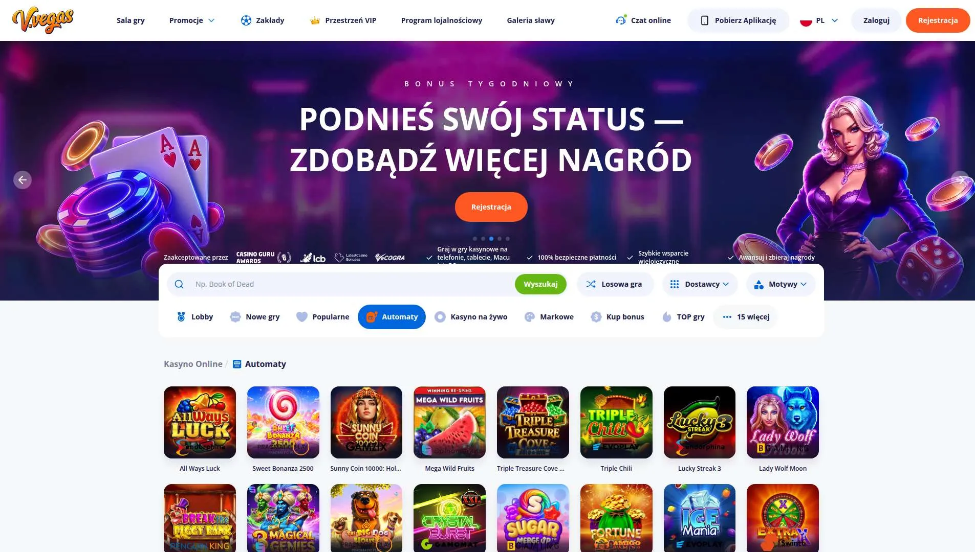 Gry hazardowe i zakłady sportowe w Vulkan Vegas
